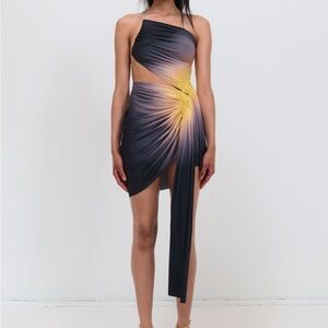 Fal-ash Signature Mini Dress in Black/Yellow